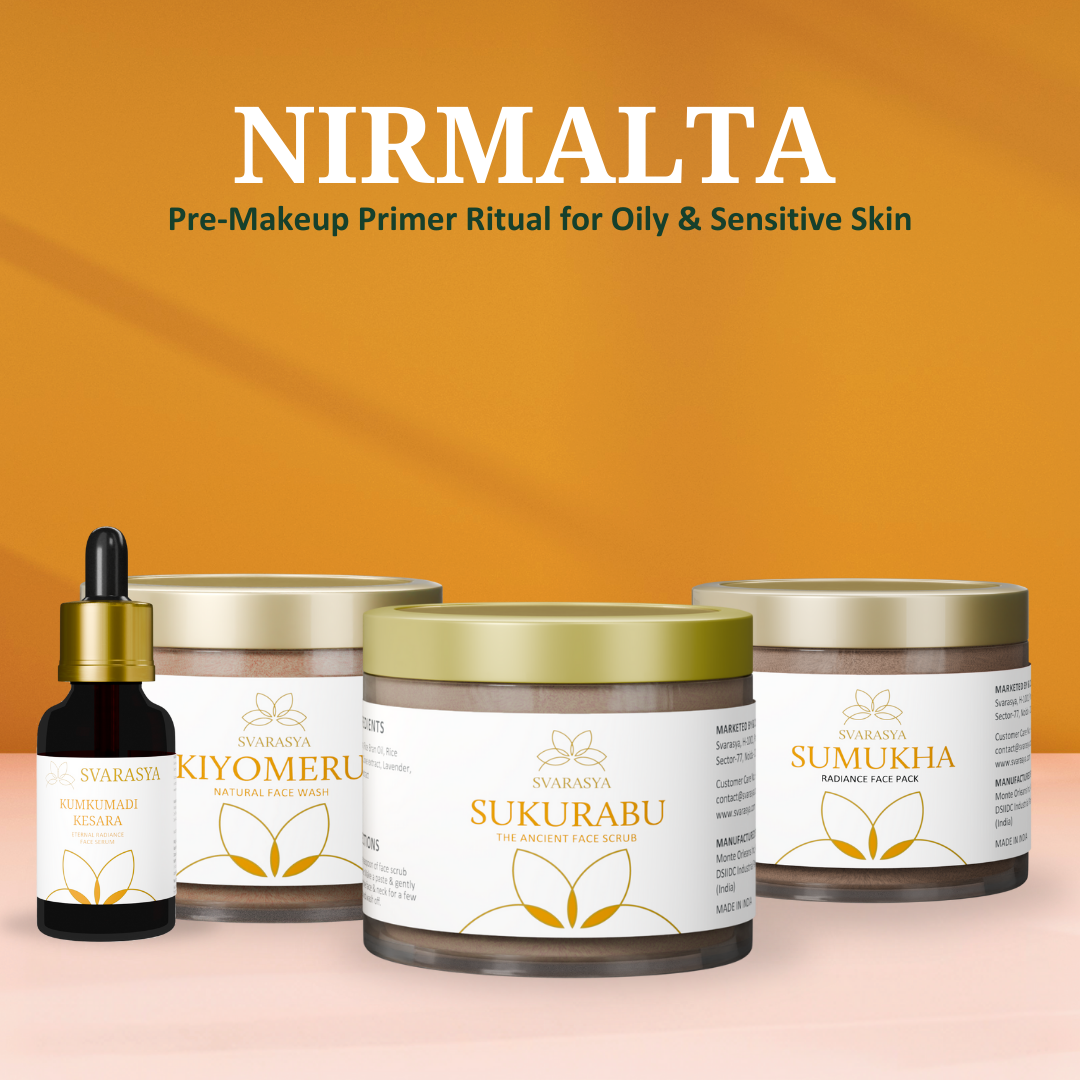 Oily &amp; Sensitive Skin Pre-MakeUp Ritual &quot;NIRMALTA&quot; for Clean, Oil-Free, Luminous finish Skin | Face Wash, Face Scrub, Face Mask &amp; Face Serum