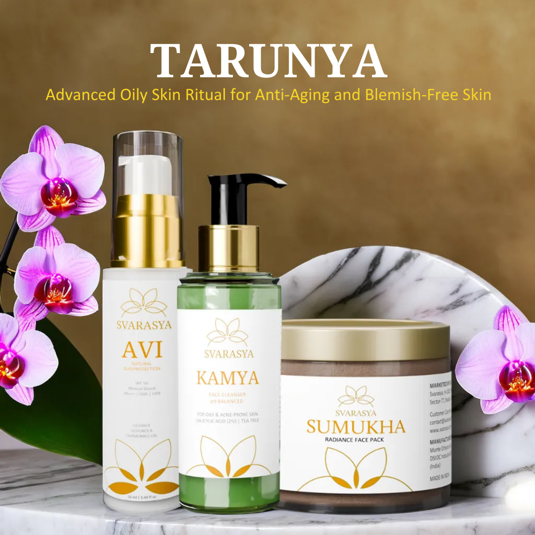 Oily Skin Ritual &quot;Tarunya&quot; for Anti-Aging  &amp; Blemish-Free Skin | Face Wash, Ubtan &amp; Sunscreen