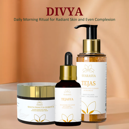 Daily Morning Ritual &quot;Divya&quot; for Radiant Skin and Even Complexion | Face Wash, Face Serum &amp; Moisturiser