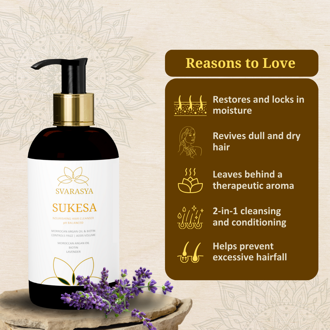 Sukesa: Ayurvedic Hair Shampoo for Dry and Frizzy Hair - Moroccan Argan Oil, Biotin, Lavender