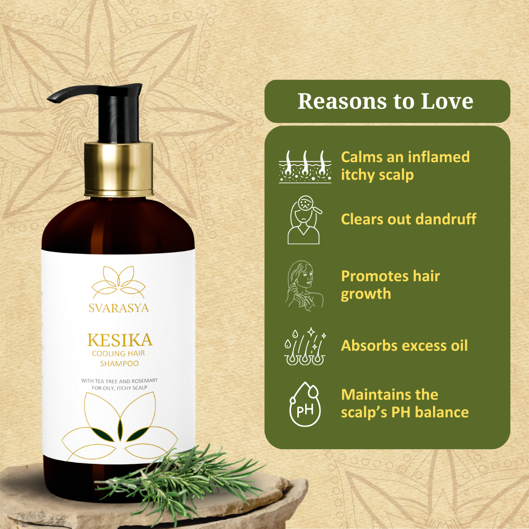 Kesika: Ayurvedic Hair Shampoo for Oily and Dandruff-prone Hair - Tea Tree Essential Oil, Rosemary, Neem Oil