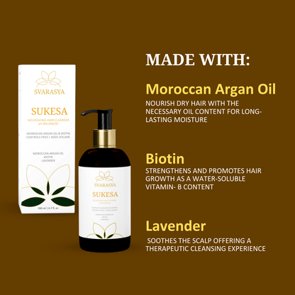 Sukesa: Ayurvedic Hair Shampoo for Dry and Frizzy Hair - Moroccan Argan Oil, Biotin, Lavender