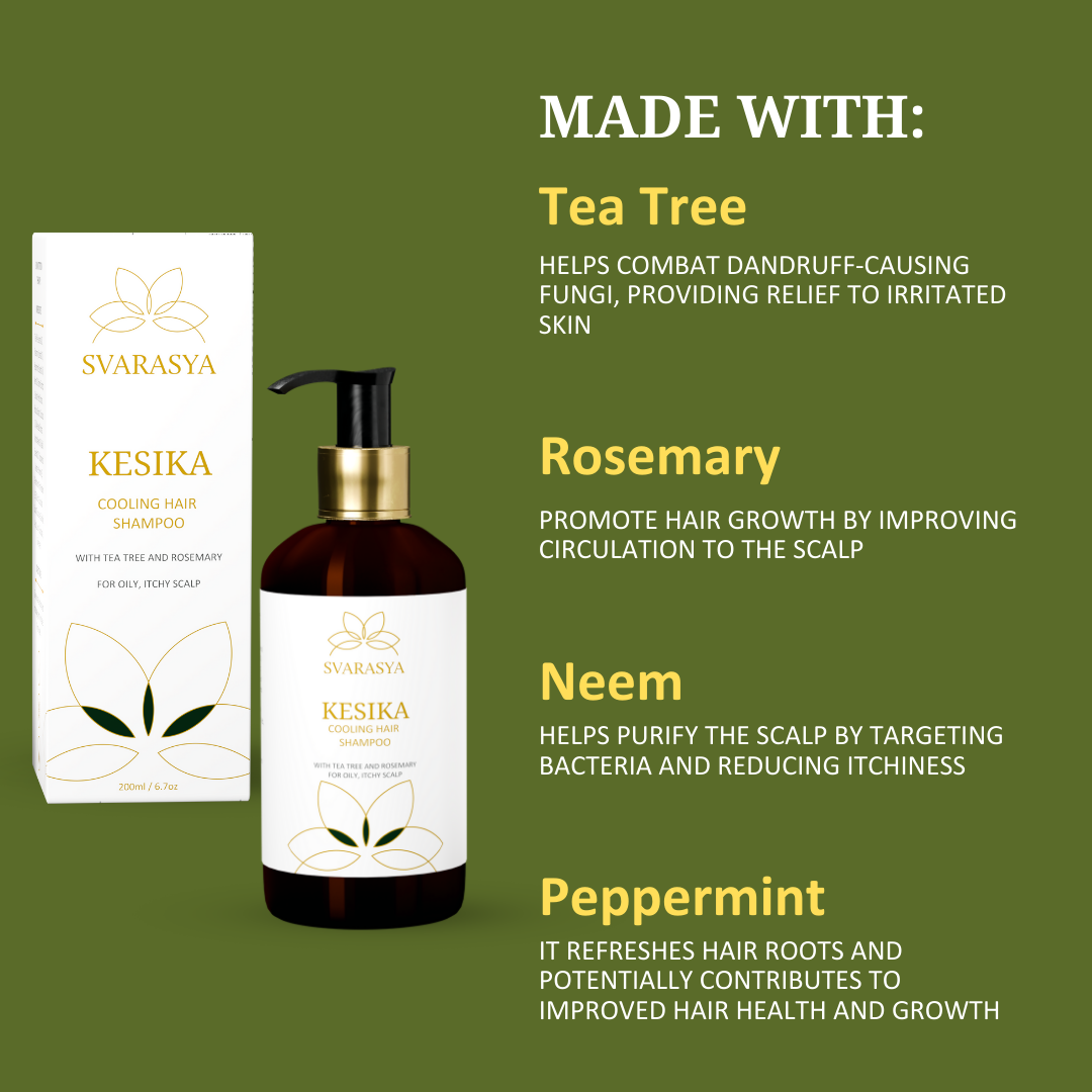 Kesika: Ayurvedic Hair Shampoo for Oily and Dandruff-prone Hair - Tea Tree Essential Oil, Rosemary, Neem Oil