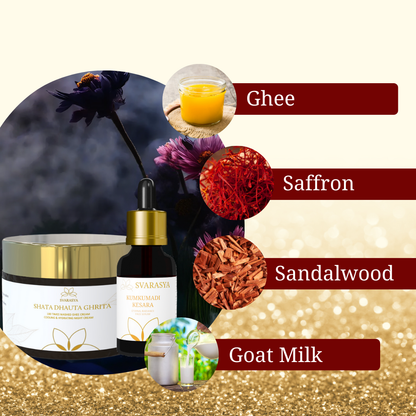 SAANJH- The Ultimate Skin Repair Combo for Radiant Skin | Shata Dhauta Ghrita &amp; Kumkumadi Kesara Tailam