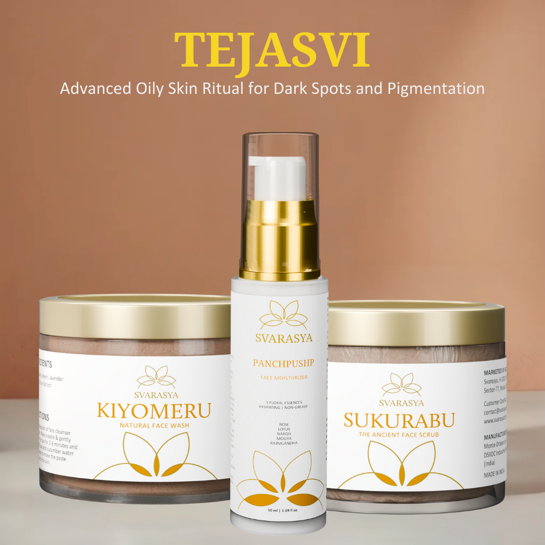 Oily Skin Ritual &quot;Tejasvi&quot; for Dark Spots and Pigmentation | Face Wash, Exfoliator &amp; Moisturiser