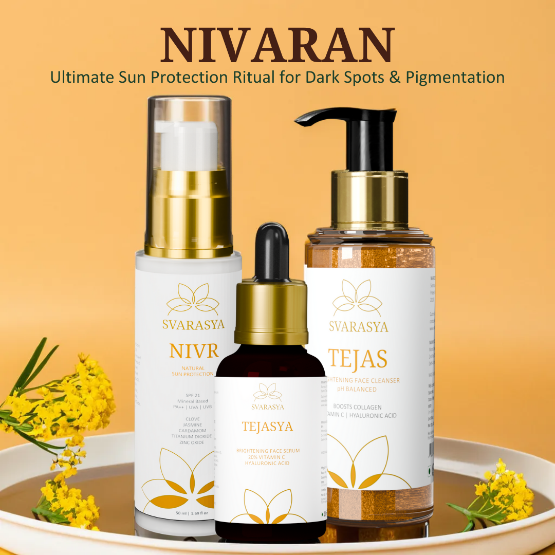 Sun Protection Ritual &quot;Nivaran&quot; for Dark Spots &amp; Pigmentation | Face Wash, Face Serum &amp; Sunscreen